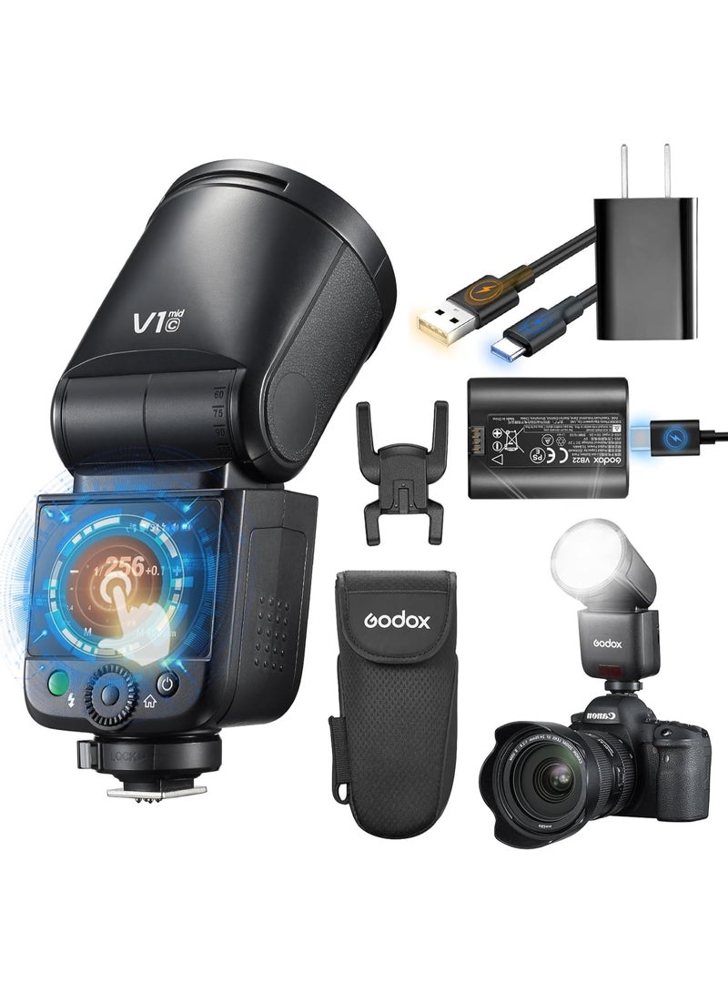 Godox V1C TTL On-Camera Flash For Canon – Round Head Speedlite With 1/8000s HSS, Rechargeable Li-Ion Battery, Magnetic Light Modifiers And 2.4G Wireless X System - Image 1